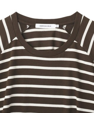 AMERICAN HOLIC フレアラグランボーダーロンＴ Brown