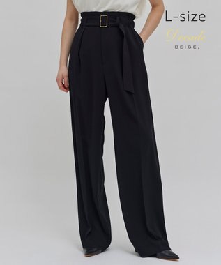 BEIGE， 【洗える・L-size】CINDY / ワイドタックパンツ Black
