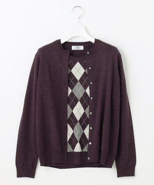 J.PRESS LADIES 【洗える】アーガイルツイン ニット パープル系