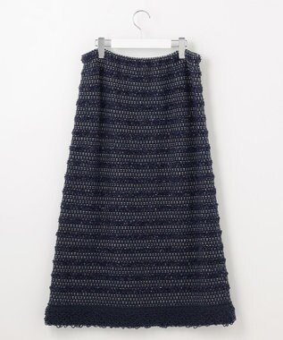 自由区 【カトリエムブーケ】Tweed melange フリンジスカート ネイビー系