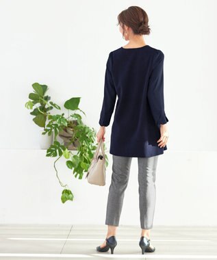 Tiaclasse 【安田美沙子さん着用・洗える】T/R両面起毛ストレッチパンツ ヘリボーングレー