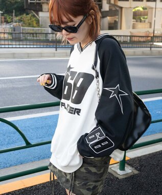 WEGO スターナンバリングプルオーバー ブラック