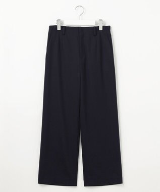 J.PRESS LADIES S 【セットアップ対応・洗える・抗菌防臭】T/Cポンチ セミワイド パンツ ネイビー系