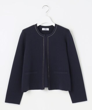 J.PRESS LADIES 【洗える】DECOR ニット ジャケット ネイビー系