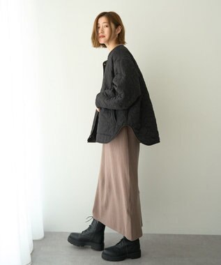 YECCA VECCA ニュアンス柄キルティングブルゾン Black