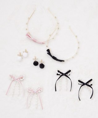 Maison de FLEUR ベロアビジューカチューシャ Black