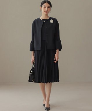 組曲 【KUMIKYOKU NAVY】ジャージーコンビプリーツ ワンピース ネイビー系