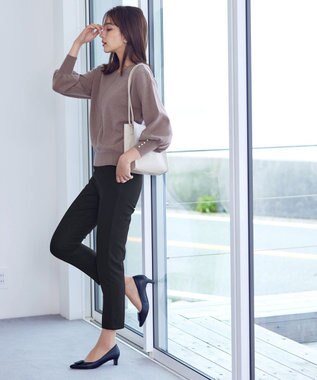 Tiaclasse 【安田美沙子さん着用・洗える】T/R両面起毛ストレッチパンツ ブラック