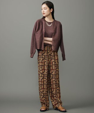 自由区 L 【17号サイズまで展開・カタログ掲載】ジオメトリックレトロプリント パンツ ベージュベース