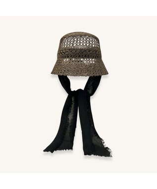 林八百吉商店 un chapeau  スカーフ付きベルハット ブラウン