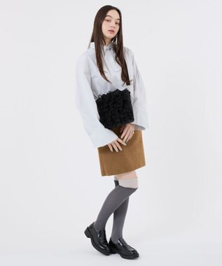 LeSportsac RUFFLE MINI N/S TOTE/ブラックレースラッフル ブラックレースラッフル