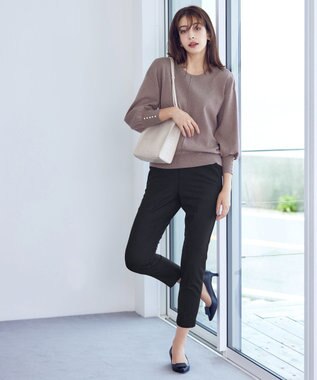 Tiaclasse 【安田美沙子さん着用・洗える】T/R両面起毛ストレッチパンツ ブラック