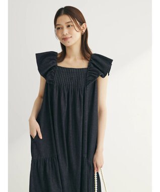 Green Parks ■ＥＳＣＡＲ　デニムピンタックワンピース Black