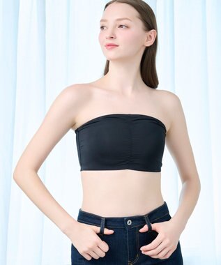 BRADELIS New York 包んでホールドチューブトップ ヌーブラ メッシュ素材でサラッと快適 ブラック