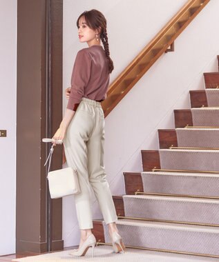 Tiaclasse 【安田美沙子さん着用・洗える】T/R両面起毛ストレッチパンツ オフホワイト