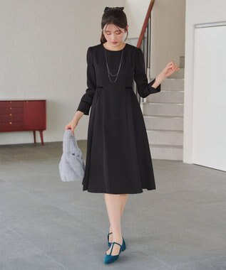 Tiaclasse 【安田美沙子さん着用・新色追加・洗える】ベロアラインフレアワンピース ブラック