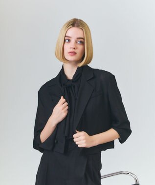 GRACE CONTINENTAL リネンライクシアージャケット ブラック