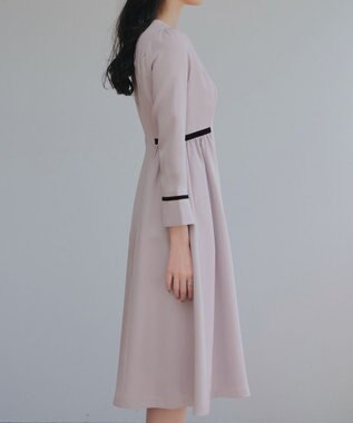 Tiaclasse 【安田美沙子さん着用・新色追加・洗える】ベロアラインフレアワンピース ラベンダーグレー