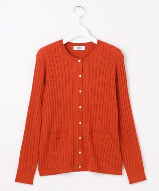 J.PRESS LADIES KNIT BASIC クルーネック カーディガン オレンジ系