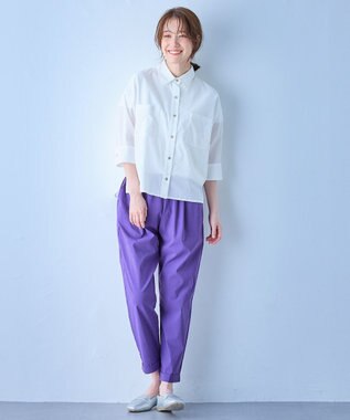 ANY コットンエアーウォッシュ5分袖シャツ ホワイト