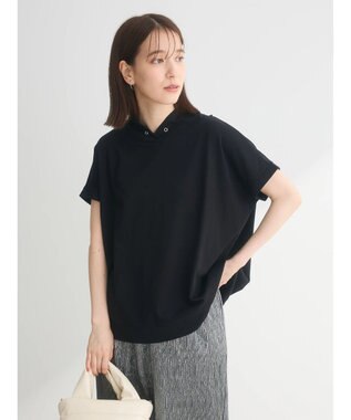 Green Parks フレンチスリーブ抜け襟カットプルオーバー Black