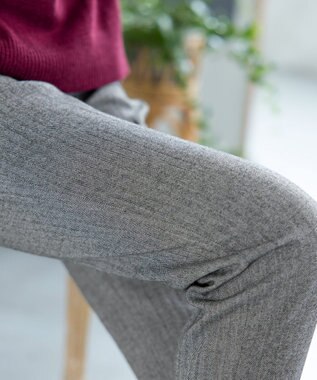 Tiaclasse 【安田美沙子さん着用・洗える】T/R両面起毛ストレッチパンツ ヘリボーングレー