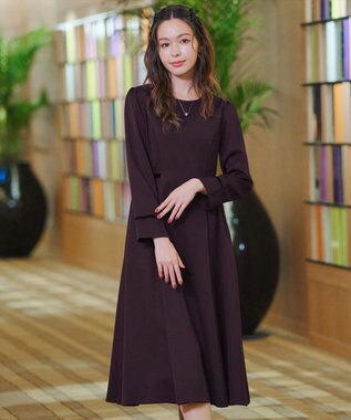 Tiaclasse 【安田美沙子さん着用・新色追加・洗える】ベロアラインフレアワンピース ボルドー