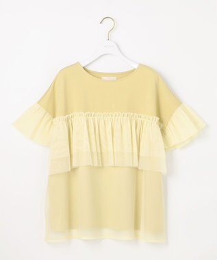 ANY SIS L 【洗える】チュール重ね プルオーバー イエロー