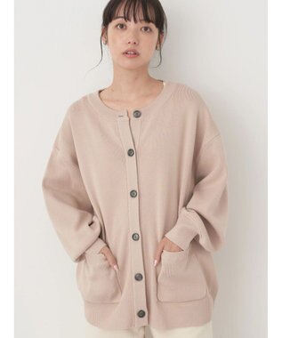 earth music&ecology クルーネックミドル丈カーディガン Beige