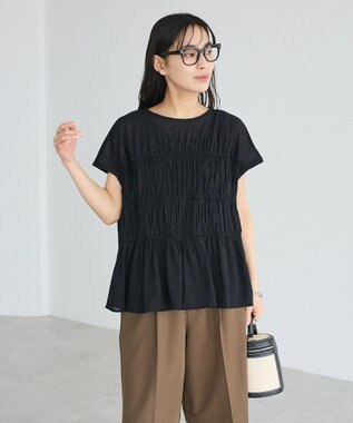 CRAFT STANDARD BOUTIQUE ヴィンテージボイルギャザーブラウス Black
