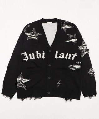 WEGO 【ユニセックス着用ITEM】ダメージジャガードカーディガン ブラック