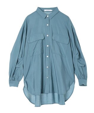 AMERICAN HOLIC 接触冷感Ｗポケット袖タックシャツチュニック Sax