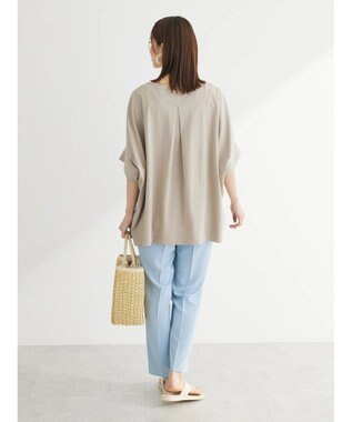 Green Parks 冷っとすずやか　ドルマンカット５分袖プルオーバー Gray Beige