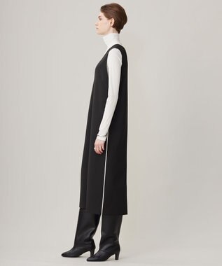 ICB L 【洗える】 ダブルフェイスクレープ ジャンパースカート ブラック系（裏面トープ）