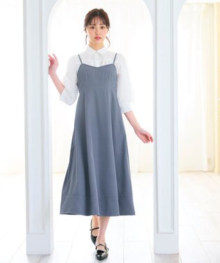 Feroux 【新色追加・洗える】バックリボン キャミワンピース ブルー系