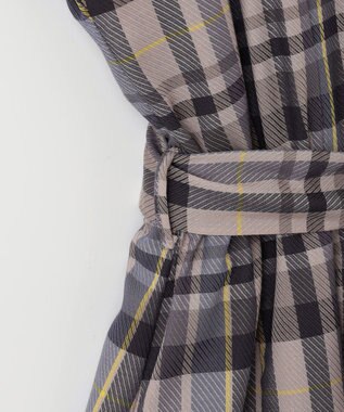 組曲 【リボンタイ付き】シアーツイルチェック ワンピース パープル系3