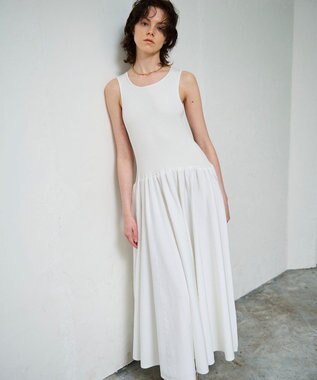 GRACE CONTINENTAL アメスリニットギャザーワンピース ホワイト