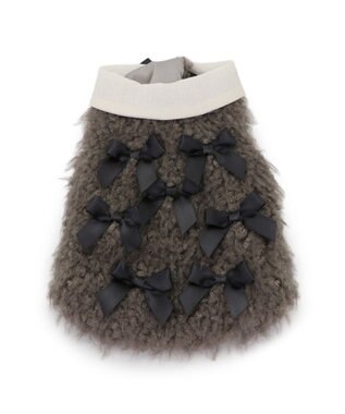 PET PARADISE cherircouture メニーリボンファーベスト 《グレー》 小型犬 グレー