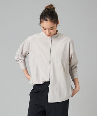 Chacott EasyCare+ノーカラーシャツ グレージュ