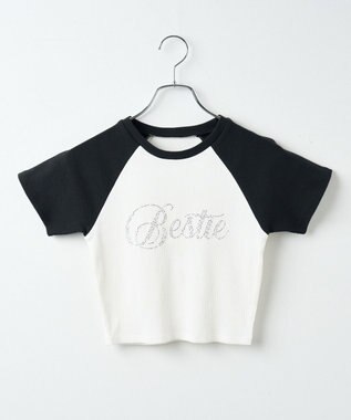 WEGO ラインストーンラグランちびT ホワイトその他