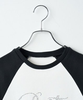 WEGO ラインストーンラグランちびT ホワイトその他