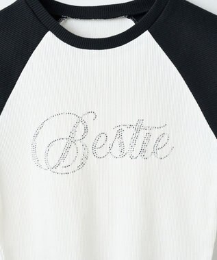 WEGO ラインストーンラグランちびT ホワイトその他