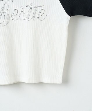 WEGO ラインストーンラグランちびT ホワイトその他