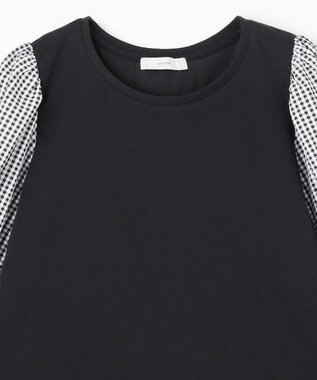 ANY 布帛コンビプルオーバー ブラックギンガム