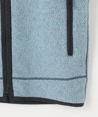 JOSEPH ABBOUD MOUNTAIN 【軽量/リサイクルウール使用】ヘリンボンウールフリース フーディ サックスブルー系