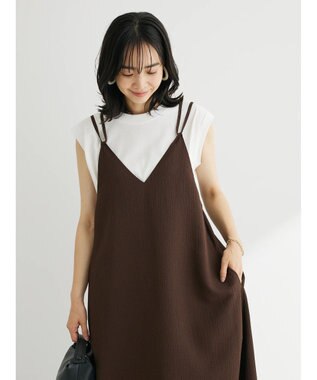 Green Parks 表面感キャミワンピース Brown