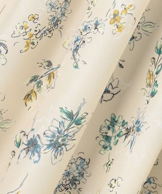 自由区 L エアリーローン花柄プリント スカート ベージュ×ブルー