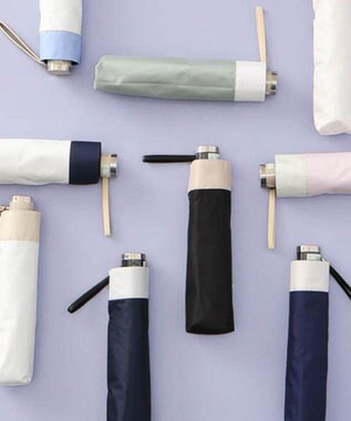 AURORA 【AURORA（オーロラ）】サマーシールド　バイカラー晴雨兼用傘（折りたたみ傘） ネイビー×オフホワイト