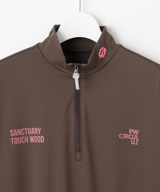 PW CIRCULUS 【吸水速乾 / UV遮蔽率99.5% UVカット / ストレッチ】【WOMEN】ハーフジップロングスリーブモックネックT ゴルフウェア レディース ダークブラウン系