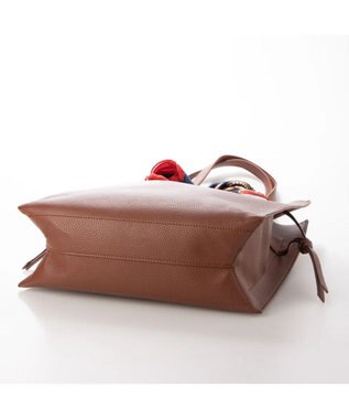 UNBILLION cachecache ビッグスカーフ付きサイド結びトート キャメル